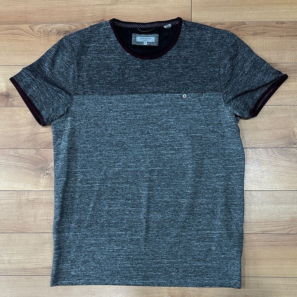 Ted Baker London Charcoal Tee with Maroon Accents